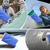 Autoškrabka na led a sníh s teplou rukavicí 
