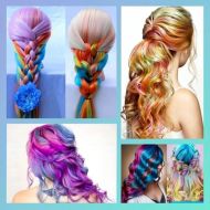 Hřeben s barevnými křídami na vlasy – Omyvatelné barevné křídy na vlasy 10 barev