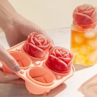 Stylová silikonová forma na led pro tvorbu ledu ve tvaru 3D růže