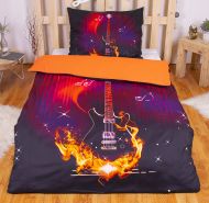 3D povlečení BedStyle 140x200 + 70x90 - Ohnivá kytara
