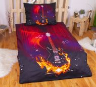 3D povlečení BedStyle 140x200 + 70x90 - Ohnivá kytara