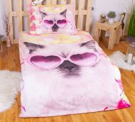 3D povlečení BedStyle 140x200 + 70x90 - Crazy cat