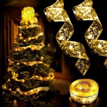 Zlatá svítící vánoční stuha GOLD SHINE  - délka 5 metrů