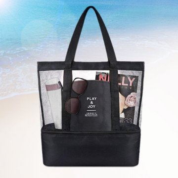 Plážová taška s termo přihrádkou - černá