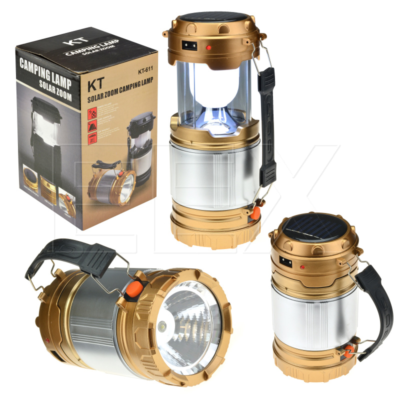 Malá solární kempingová LED lampa - KT-611 - Zlatá Malá solární kempingová LED lampa - KT-611 - Zlatá