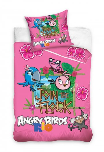 Povlečení Angry Birds Rio růžová 140/200 + 70/80